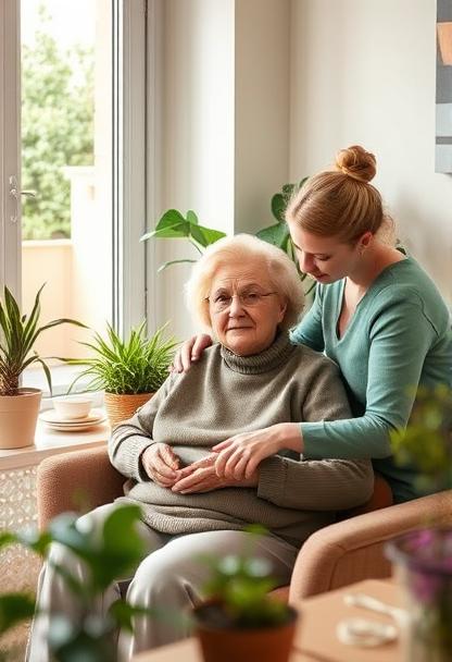 Ergotherapeutin trainiert mit Seniorin in der Küche